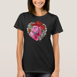 Xoxo Pink Horse Horst Leopard Western Valent T-Shirt