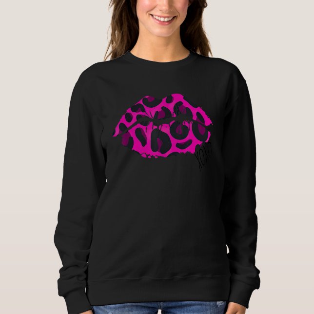 XOXO Pink Leopard Lip Valentine's Day Sweatshirt (Vorderseite)