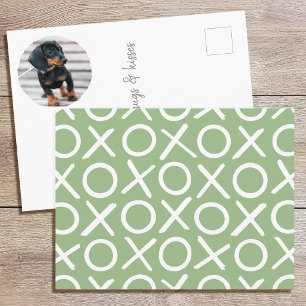 XOXO Pinselstrich Individuelles Hunde-Foto Grün Mo Postkarte