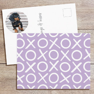 XOXO Pinselstrich Individuelles Hunde-Foto Lila Mo Postkarte