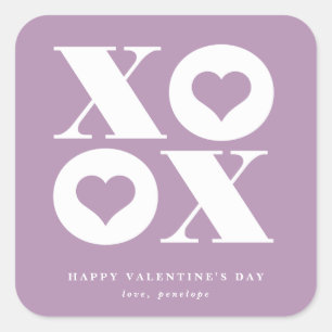 xoxo quadratischer Valentinstag-Aufkleber Aufkleber