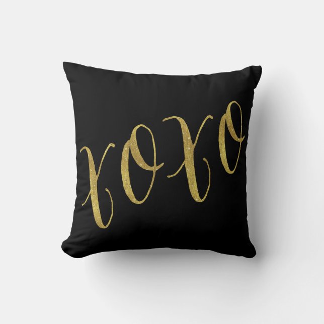 XOXO Quote Imitate Gold Foil Glitzer Hintergrund Kissen (Vorderseite)
