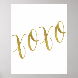 XOXO Quote Imitate Gold Glitzer Hintergrundvorlage Poster