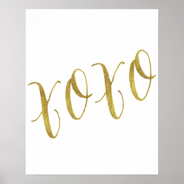 XOXO Quote Imitate Gold Glitzer Hintergrundvorlage Poster (Vorne)