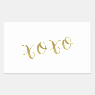XOXO Quote Imitate Gold Glitzer Hintergrundvorlage Rechteckiger Aufkleber