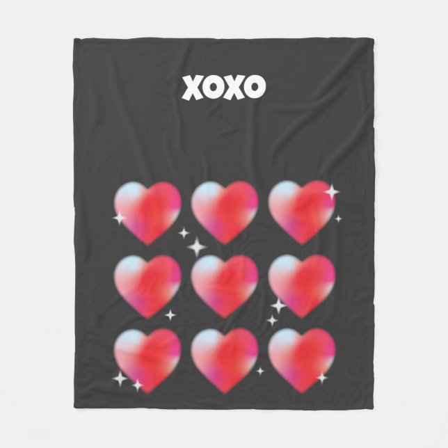 Xoxo romantischen roten Herzen Valentinstag Fleecedecke (Vorderseite)