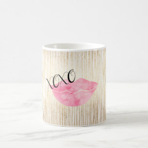 XOXO rosa Aquarell-Lippen Tasse
