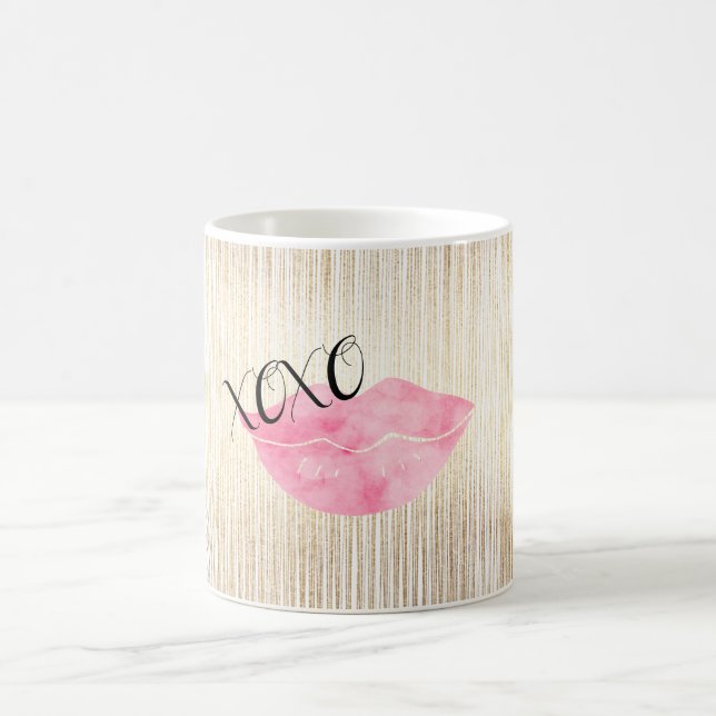 XOXO rosa Aquarell-Lippen Tasse (Mittel)