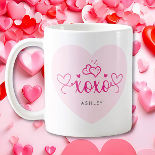 XOXO Rosa Herzen Individuelle Name Valentinstag Ge Kaffeetasse