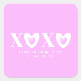 XOXO Rosa Lila Herz Typografie moderne niedliche Quadratischer Aufkleber