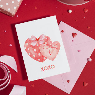 XOXO Rosa und Rotes Valentins Herz Karte