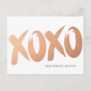 XOXO Rose Gold   Pinselstrich Party verschoben Postkarte
