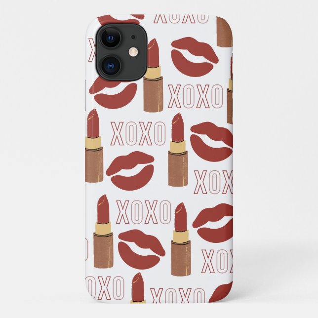 XOXO, rote Lippen und rotes Lippenmuster Case-Mate iPhone Hülle (Rückseite)