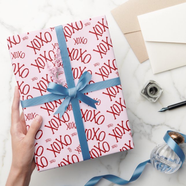 XOXO rote rosa Valentinstag Liebe Geschenkpapier (Schenken)