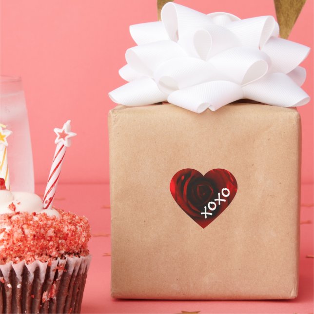 XOXO-Rote Rose Herz-Aufkleber (Party)
