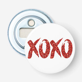 XOXO Roter Glitzer | Glam Brushstroke Hug and Kiss Flaschenöffner