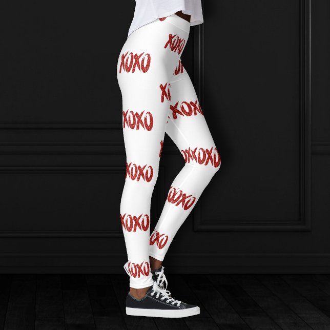 XOXO Roter Glitzer | Glam Brushstroke Hug and Kiss Leggings (Von Creator hochgeladen)