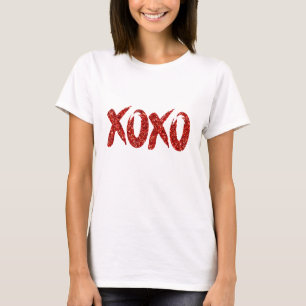 XOXO Roter Glitzer   Glam Brushstroke Hug and Kiss T-Shirt