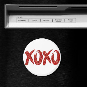XOXO Roter Glitzer   Trendy Modern Glam Brushstrok Magnet