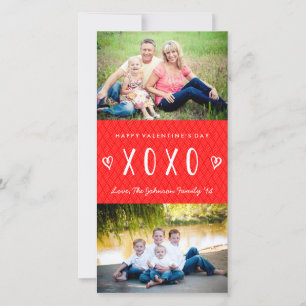 XOXO Rotweiße Valentintagsfamilie Feiertagskarte
