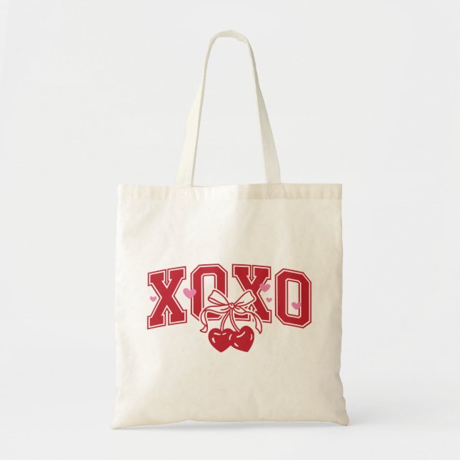 XOXO Schleife Kirsche Valentinstag  Tragetasche (Vorne)