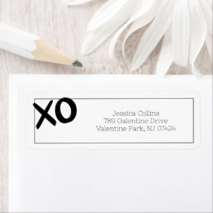 XOXO Schwarz-weiße Galentintags-Rücksendeadresse