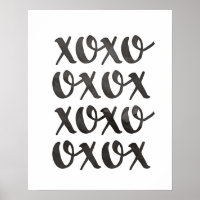 Xoxo schwarz-weiße Typografie-Plakatdruck