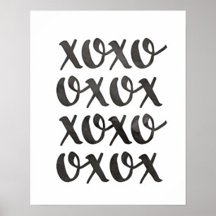 Xoxo schwarz-weiße Typografie-Plakatdruck Poster