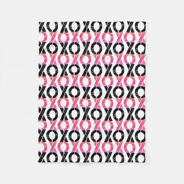 XOXO | schwarzes u. rosa Muster Fleecedecke (Vorderseite)