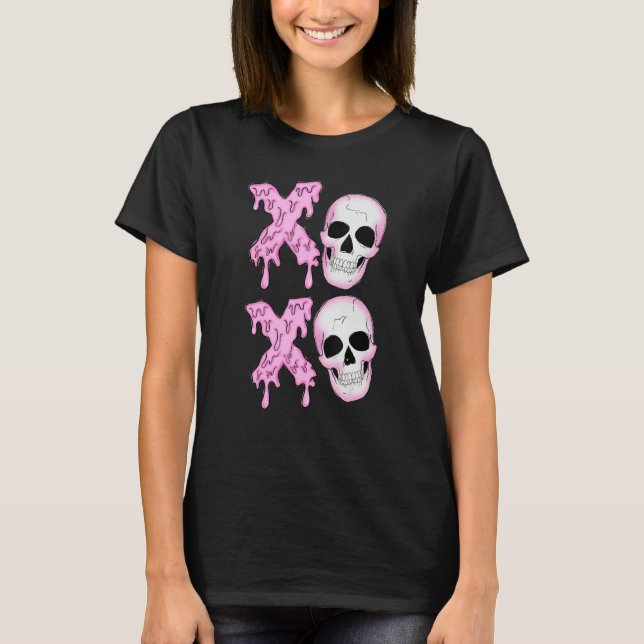 Xoxo Skeleton Skull Horror Anti Valentine's Day Me T-Shirt (Vorderseite)