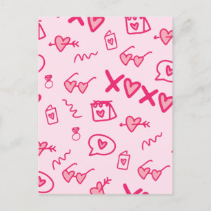 Xoxo Sonnenbrille Ring Herz rosa nahtloses Muster Feiertagspostkarte