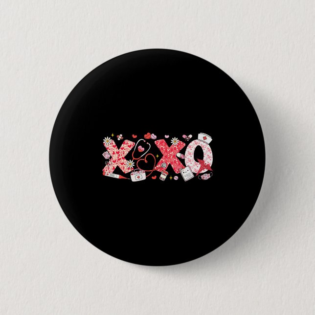 Xoxo Stethoscope Valentine Rn Pct Cna Nurse Nurse  Button (Vorderseite)