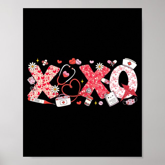 Xoxo Stethoscope Valentine Rn Pct Cna Nurse Nurse  Poster (Vorne)