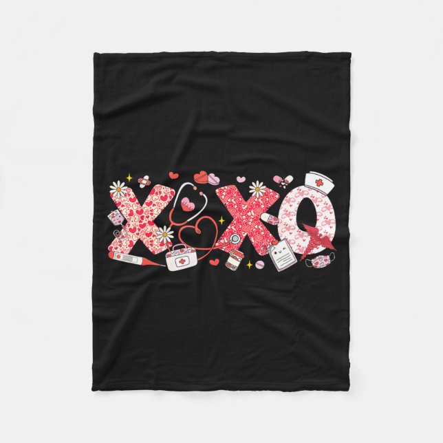 Xoxo Stethoskop Valentinstag Rn Pct Cna Krankensch Fleecedecke (Vorderseite)