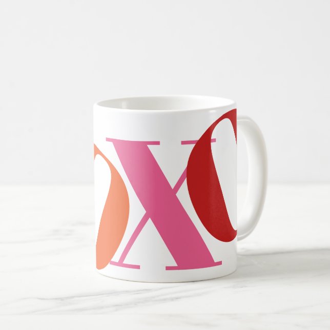 XOXO Typografie Geschenk Kaffee Tasse (VorderseiteRechts)