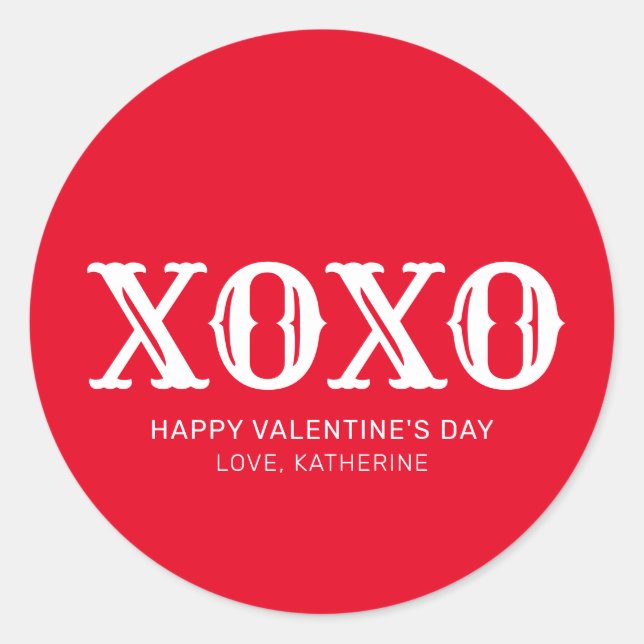 XOXO-Typografie niedlicher Valentinstag Runder Aufkleber (Vorderseite)