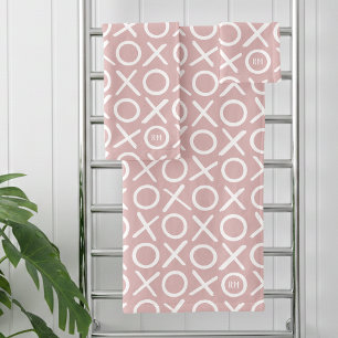XOXO Umarmungen & Küsse Monogramm Staubrosa Modern Badhandtuch Set