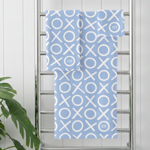 XOXO Umarmungen & Küsse monogrammierter Name Blau Badhandtuch Set
