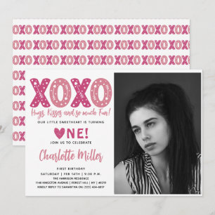 XOXO Umarmungen & Küsse Valentinstag 1. Geburtstag Einladung