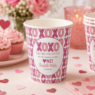 XOXO Umarmungen & Küsse Valentinstag 1. Geburtstag Pappbecher