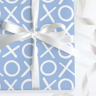 XOXO Umarmungen und Küsse Blaue Geburtstags-Bürste Geschenkpapier