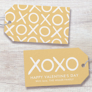 XOXO Umarmungen und Küsse Gelb Frohen Valentinstag Geschenkanhänger