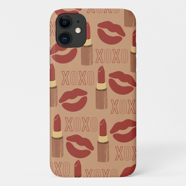 XOXO- und Lipsticks-Muster Case-Mate iPhone Hülle (Rückseite)