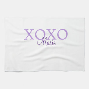 Xoxo valentin Tag hinzufügen Name lila Pastel mini Geschirrtuch