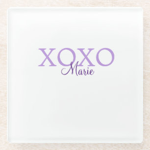 Xoxo valentin Tag hinzufügen Name lila Pastel mini Glasuntersetzer