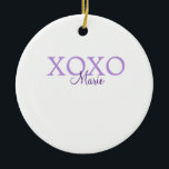 Xoxo valentin Tag hinzufügen Name lila Pastel mini Keramik Ornament<br><div class="desc">schönes Design</div>