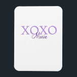 Xoxo valentin Tag hinzufügen Name lila Pastel mini Magnet<br><div class="desc">schönes Design</div>