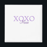 Xoxo valentin Tag hinzufügen Name lila Pastel mini Magnet<br><div class="desc">schönes Design</div>