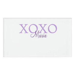 Xoxo valentin Tag hinzufügen Name lila Pastel mini Namenschild