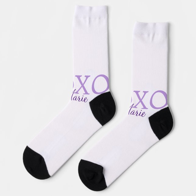 Xoxo valentin Tag hinzufügen Name lila Pastel mini Socken (Linkes Detail)